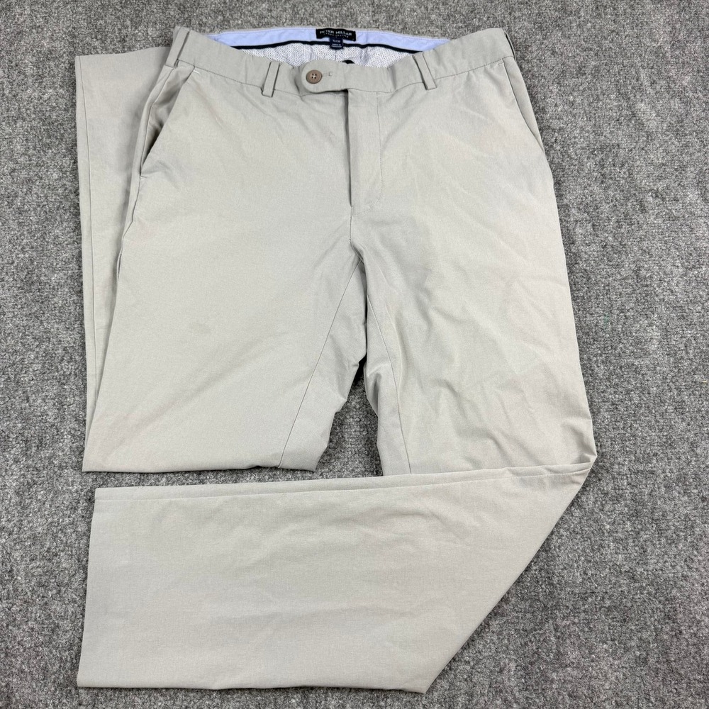 Peter Millar Crown Crafted Pants Mens 32x30 Grey Performance Slim Fit Trousers